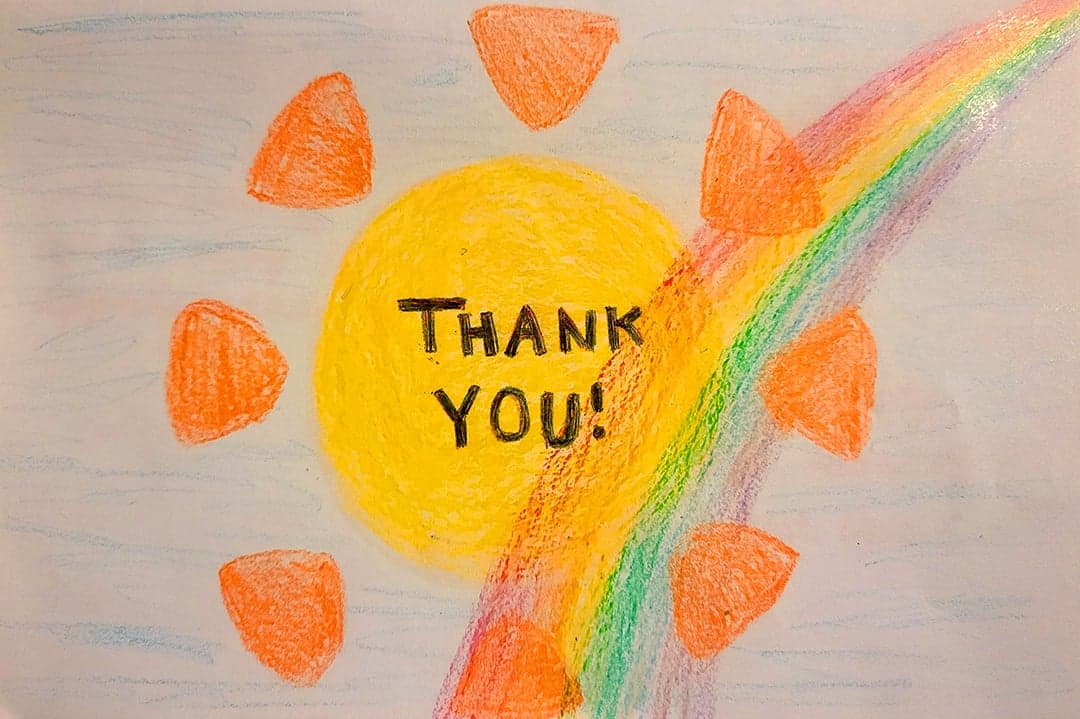 Thank you drawing from pediatric patient at UCLA Resnick Neuropsychiatric Hospital.